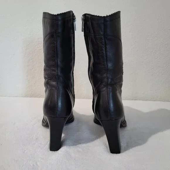 Janita Calf High Heeled Boots 22890, Black SZ 37 - Picture 3 of 15